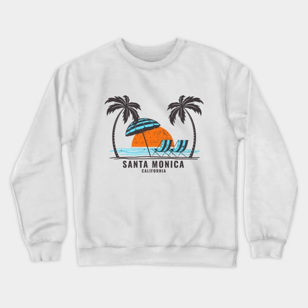 Santa Monica California Crewneck Sweatshirt by Eureka Shirts